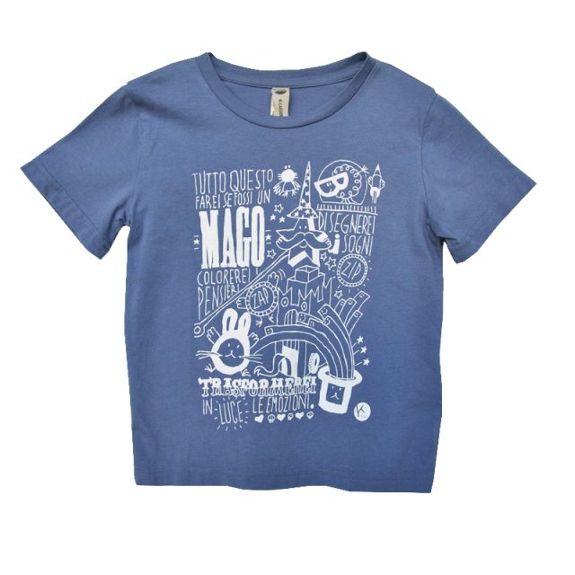 t-shirt bimbo con stampa serigrafica frase mago