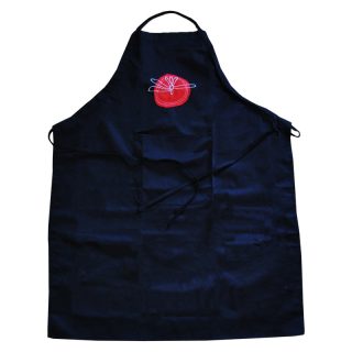 grembiule in cotone con inserto in tessuto pomodoro